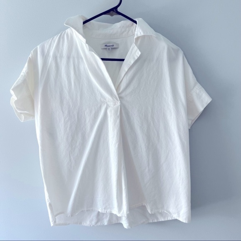 Madewell white short-sleeve popover blouse top